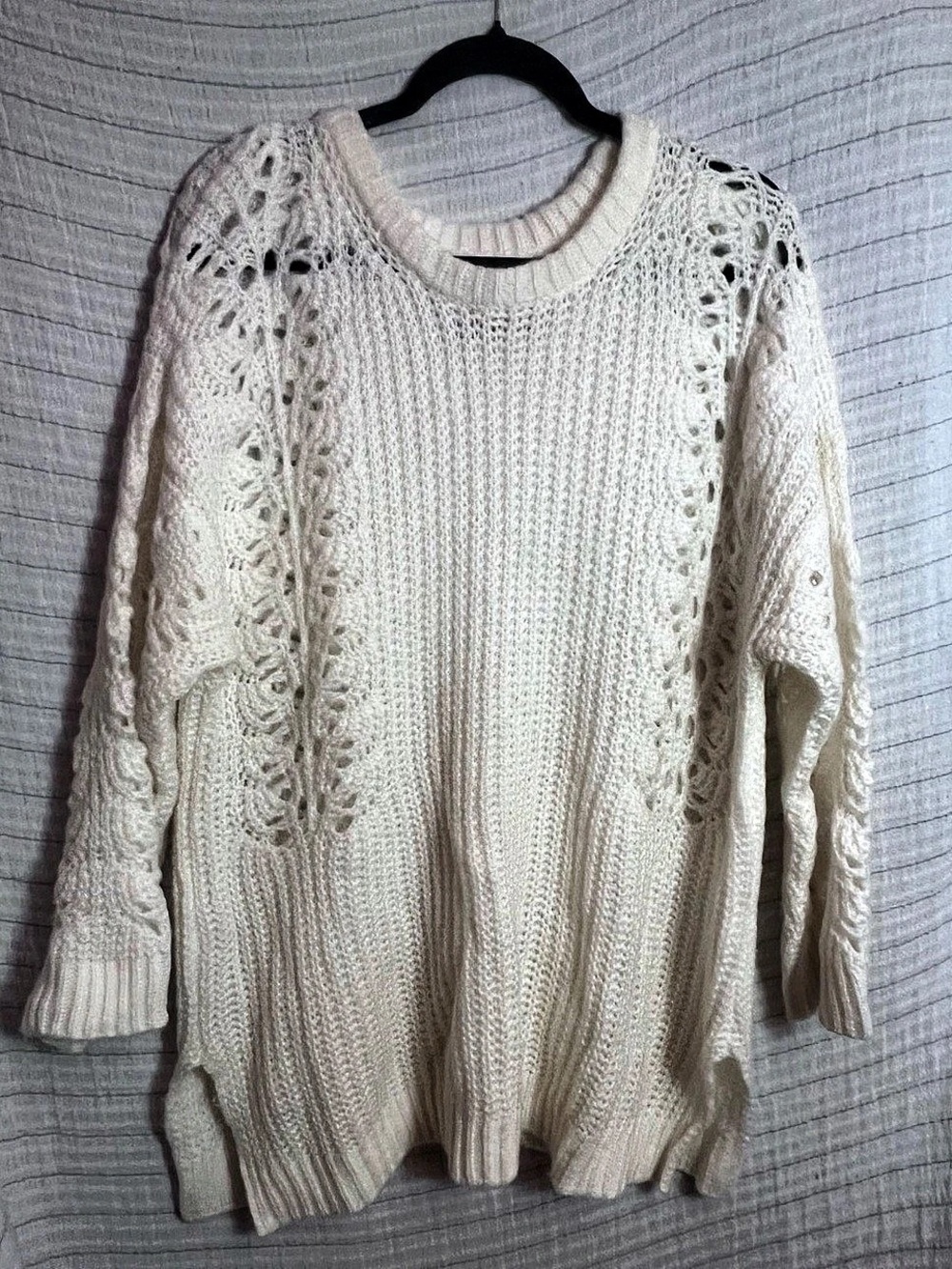 Anthropologie Pilcro Cream Open-Knit Sweater